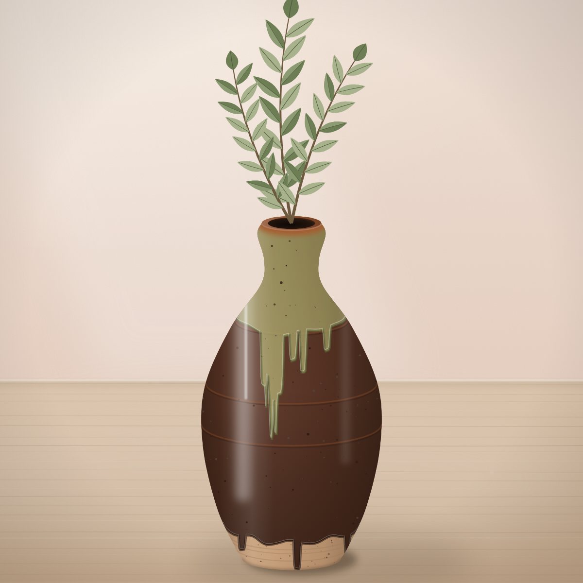 Ash Glaze Vase, large: tall vase, about 10 in tall, handmade stoneware (illustration)