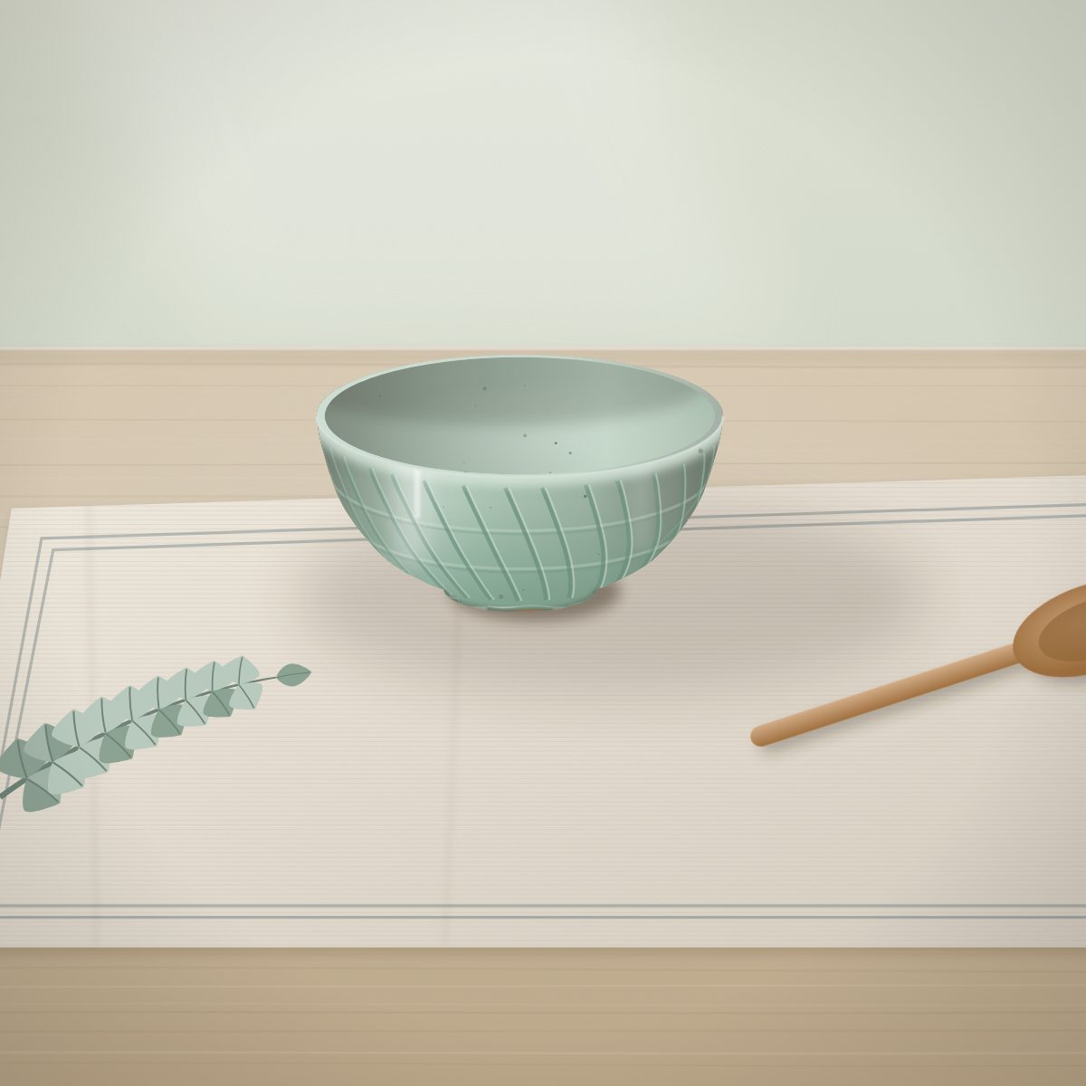 Celadon Morning Bowl, small: cereal bowl, about 6 in across, handmade stoneware (illustration)