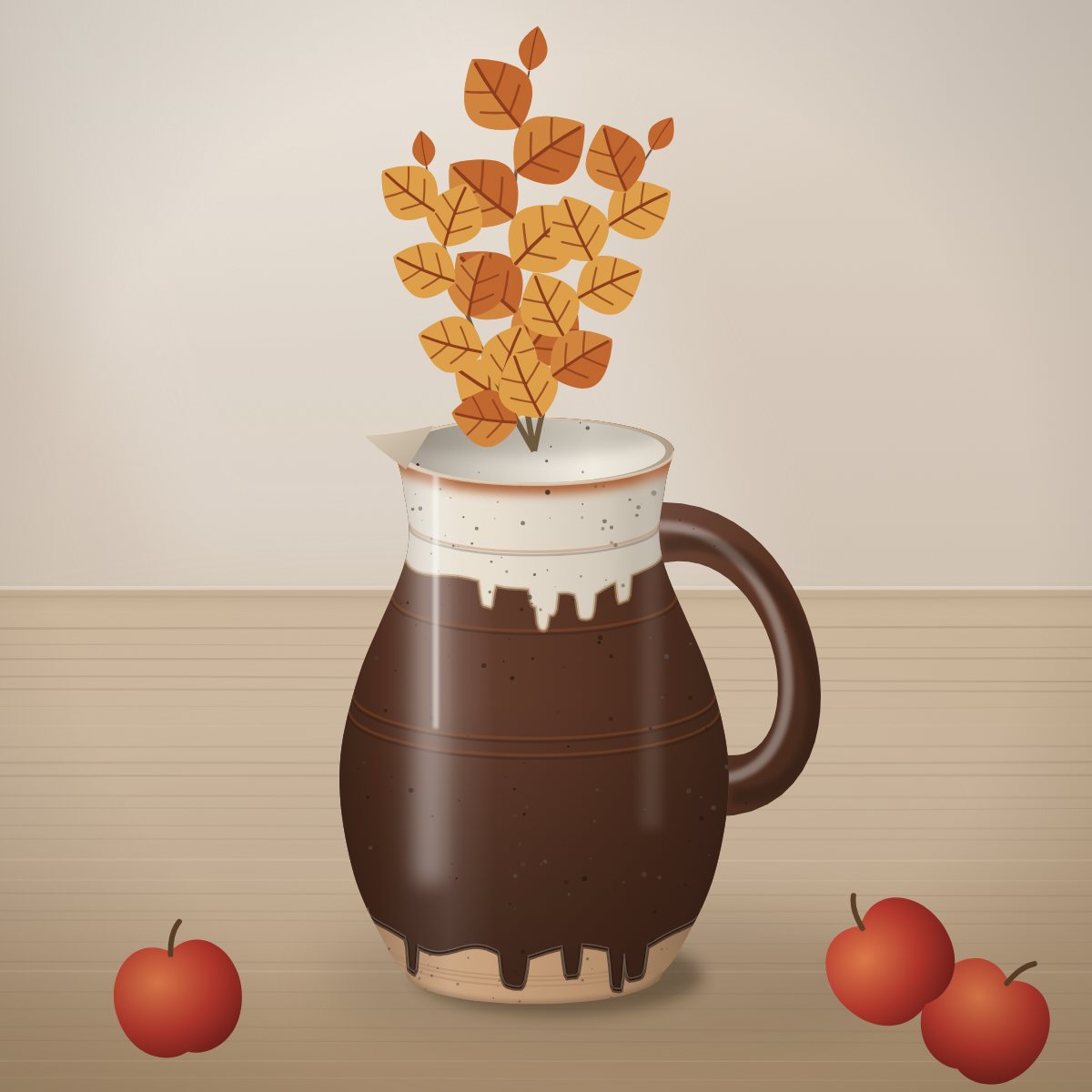 Harvest Pitcher, handmade stoneware (illustration)