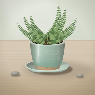 Moss Garden Planter, large: 7 in planter with saucer, handmade stoneware (illustration)