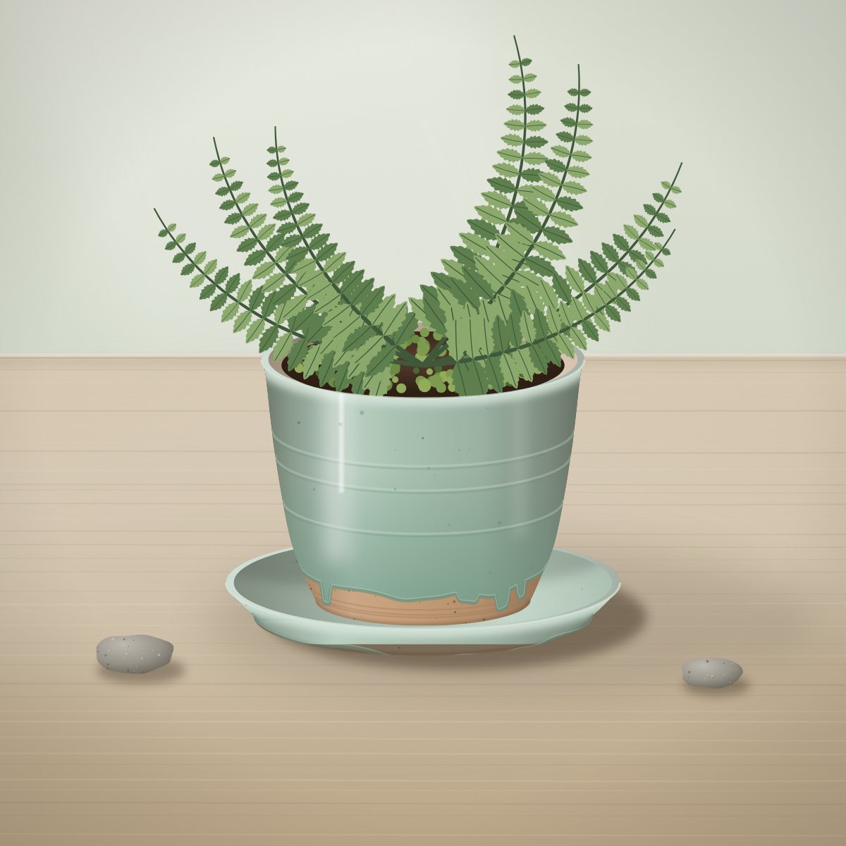 Moss Garden Planter, large: 7 in planter with saucer, handmade stoneware (illustration)