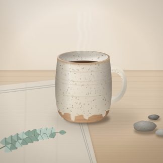 Riverstone Mug, large: 14 oz mug, about 4.25 in tall, handmade stoneware (illustration)