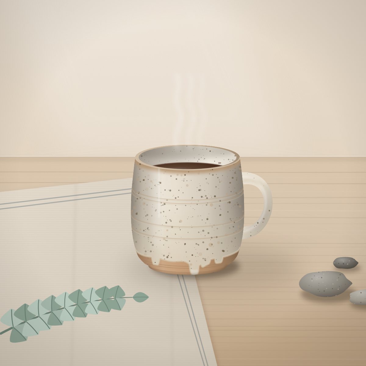 Riverstone Mug, small: 10 oz mug, about 3.5 in tall, handmade stoneware (illustration)