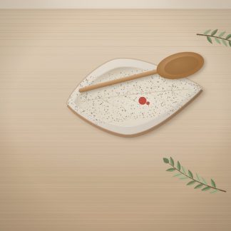 Speckled Spoon Rest, handmade stoneware (illustration)
